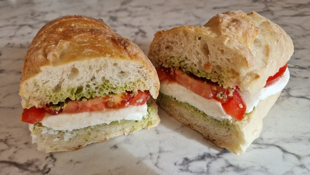 Mozzarella, Tomato, and Pesto Sandwich